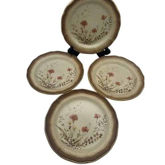 Mikasa Vintage Wheat Brown Stoneware 8” Salad Plates Set Of 4 - Picture 1 of 7